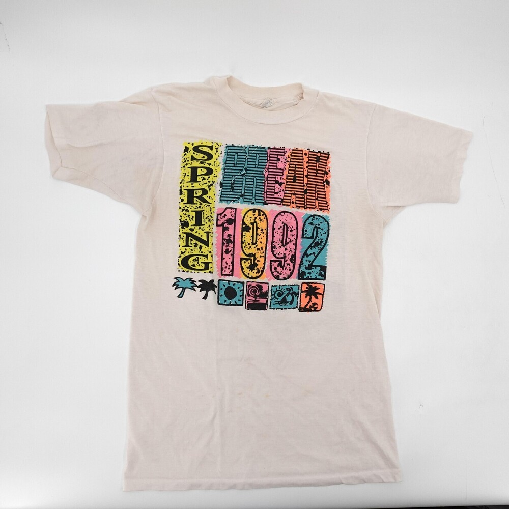 Vintage Spring Break 1992 Shirt Adult Large White Double Sided Single Stitch 90s